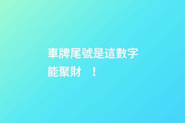 車牌尾號是這數字能聚財！